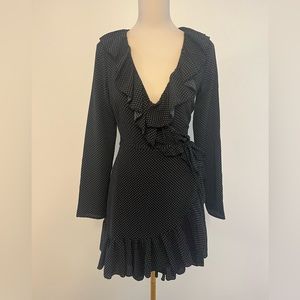 Reference Polka Dot Ruffle Wrap Dress